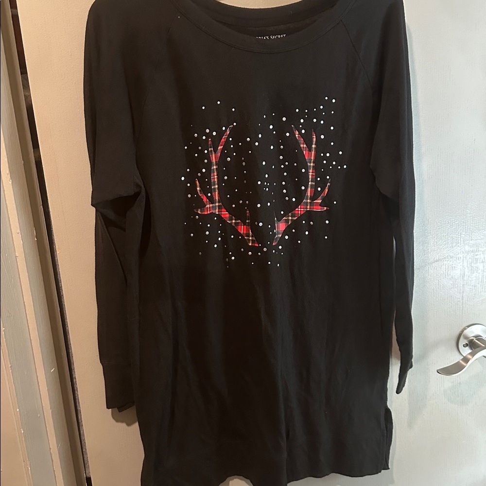 Victoria's Secret Black Shirt with Red Antler Design